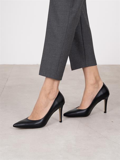 Pael Siyah Deri Hakiki Deri Kadın Stiletto