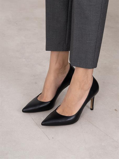Pael Siyah Deri Hakiki Deri Kadın Stiletto