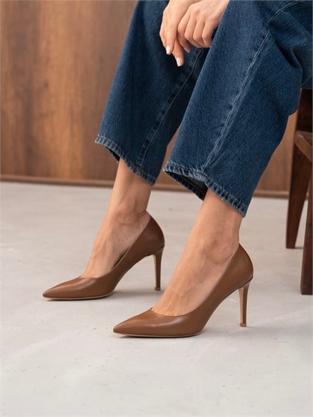 Pael Taba Deri Hakiki Deri Kadın Stiletto