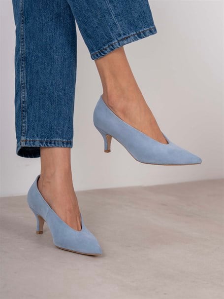 Seth Bebe Mavi Süet Hakiki Deri Kadın Stiletto