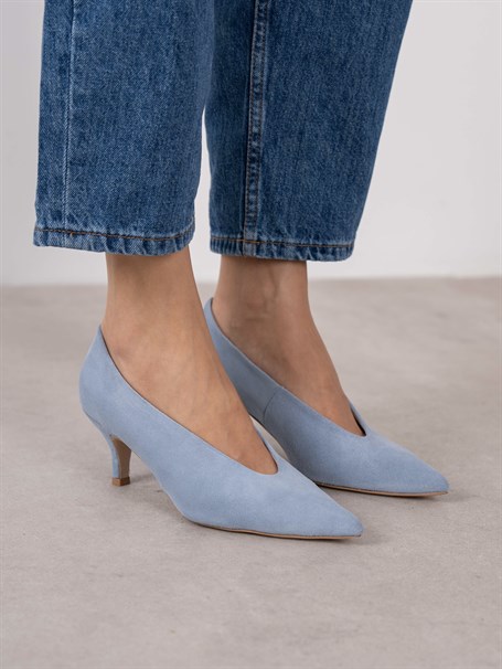 Seth Bebe Mavi Süet Hakiki Deri Kadın Stiletto