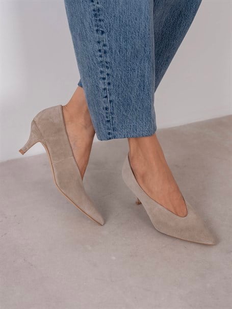 Seth Bej Süet Hakiki Deri Kadın Stiletto