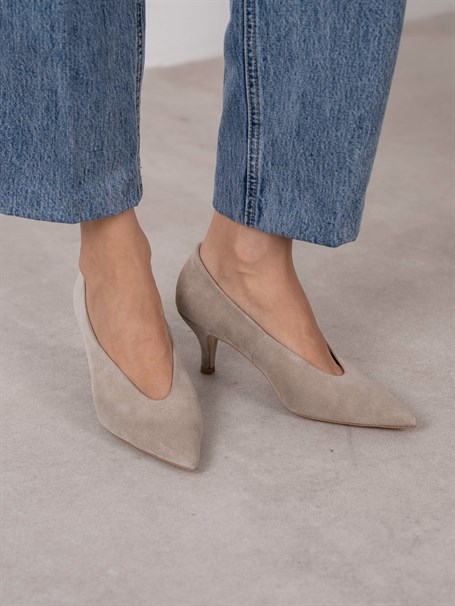 Seth Bej Süet Hakiki Deri Kadın Stiletto