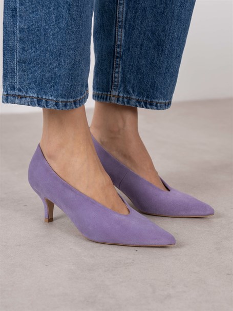 Seth Lila Süet Hakiki Deri Kadın Stiletto