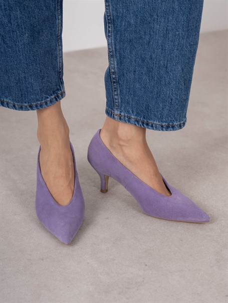 Seth Lila Süet Hakiki Deri Kadın Stiletto
