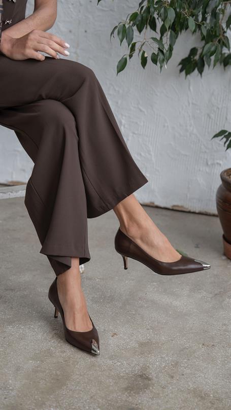 Vander Kahve Hakiki Deri Kadın Stiletto