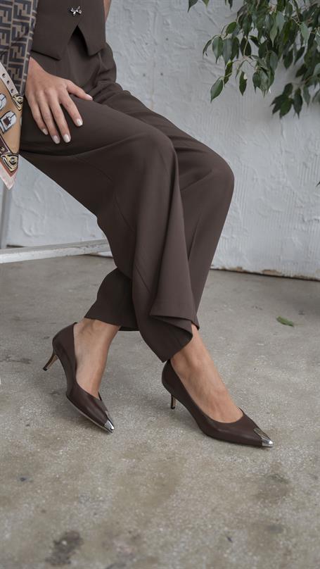 Vander Kahve Hakiki Deri Kadın Stiletto