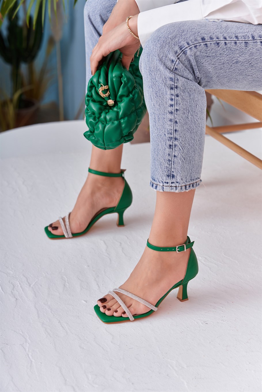 Kimbra Yeşil Topuklu Ayakkabı | Ece'nin Butiği