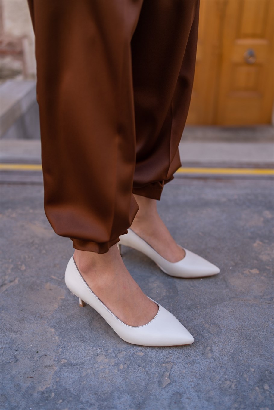 Nell Ekru Deri Hakiki Deri Kadın Stiletto · 6