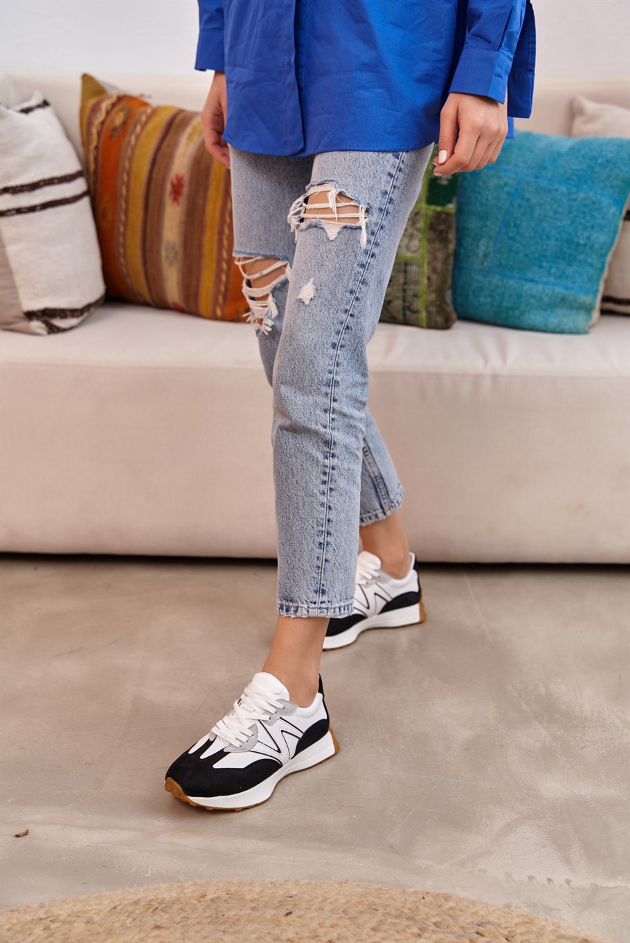 Nicole Beyaz-Siyah   Spor Ayakkabi · 2