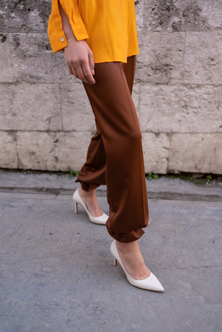 Pael Ekru Deri Hakiki Deri Kadın Stiletto