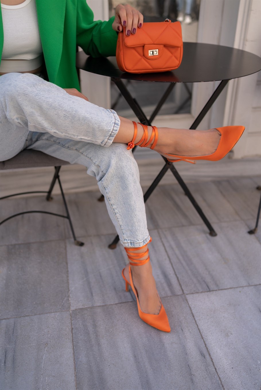 Paint Turuncu Saten    Stiletto · 2