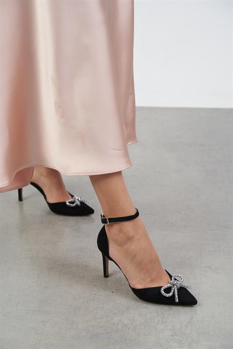 Melinda Siyah Süet   Topuklu Ayakkabı