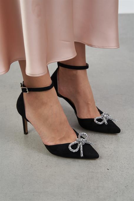 Melinda Siyah Süet   Topuklu Ayakkabı