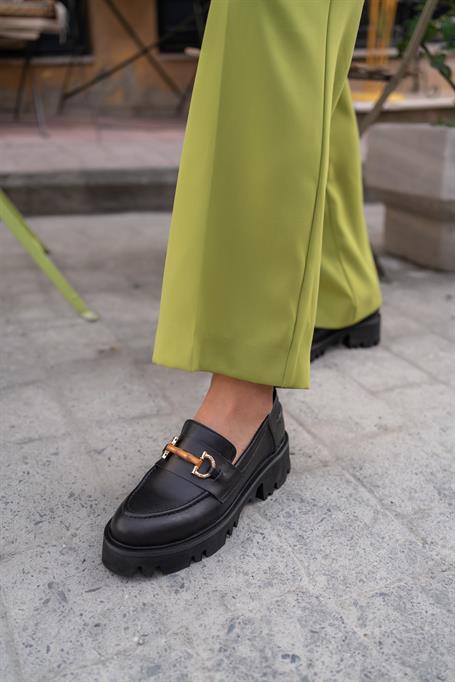 Ramira Siyah Deri   Makosen Ayakkabı