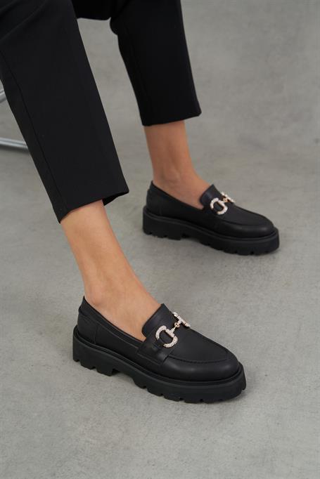 Very Siyah Deri   Makosen Ayakkabı