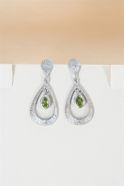 Peridot Gümüş Küpe