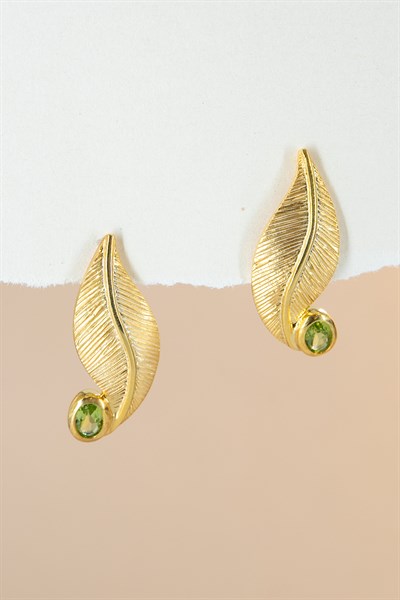 Peridot Taşlı Gümüş Küpe