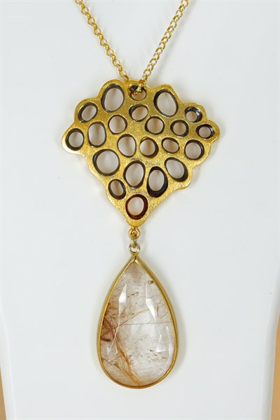 Rutil Quartz Taşlı Gümüş Kolye