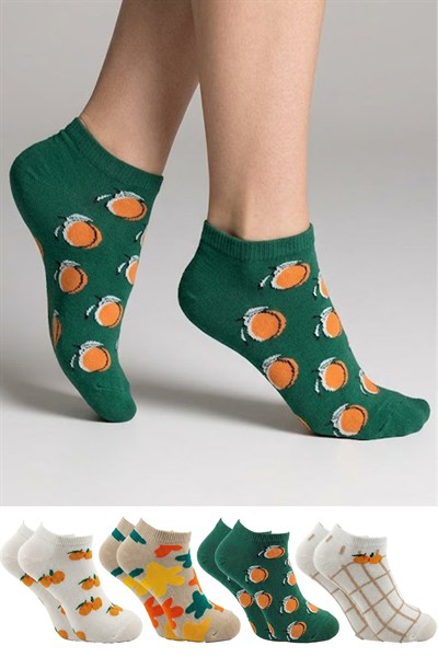 4lü Kadın Pamuklu patik Çorap