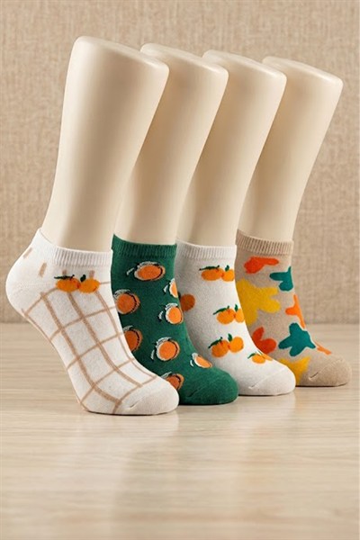 4lü Kadın Pamuklu patik Çorap