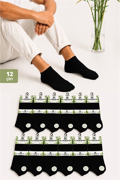 Bambu Siyah Patik 12lı Çorap Seti - 43-46