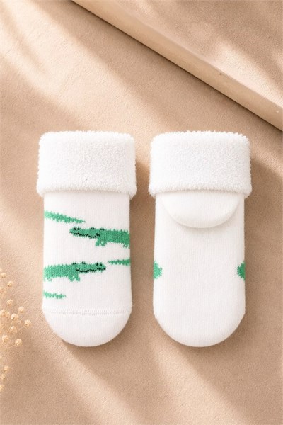 Çoçuk Çok Renkli Havlu Kıvrık Patik Çorap Desenli 3lü Paket - 1-2 Yaş