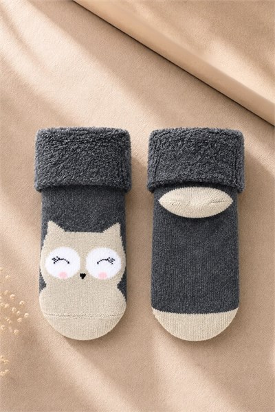 Çoçuk Çok Renkli Havlu Kıvrık Patik Çorap Desenli 3lü Paket - 1-2 Yaş