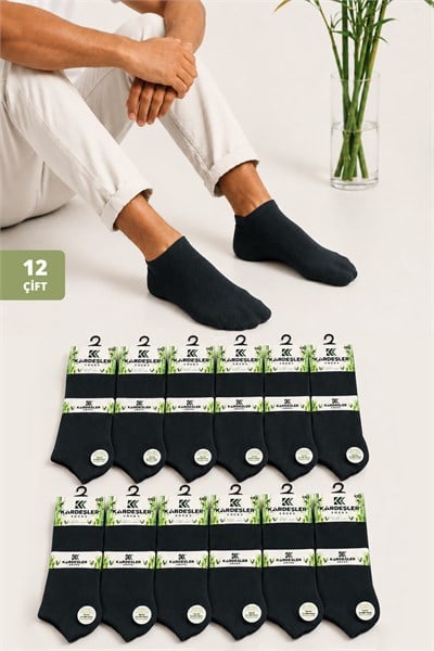 Erkek 12lı Füme Bambu Patik Çorap Seti - 39-42