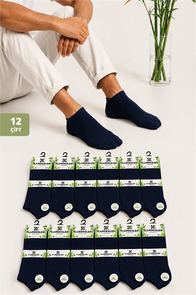 Erkek 12lı Lacivert Bambu Patik Çorap Seti - 39-42
