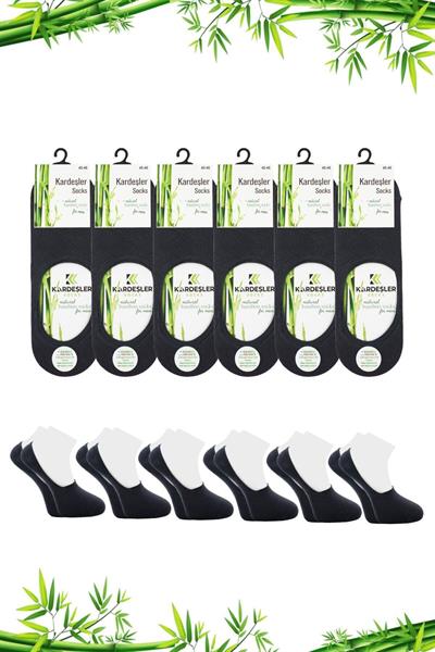 Erkek Bambu Babet Füme Çorap Dikişsiz Görünmez Kaydırmaz Topuk Silikonlu 6lı Paket