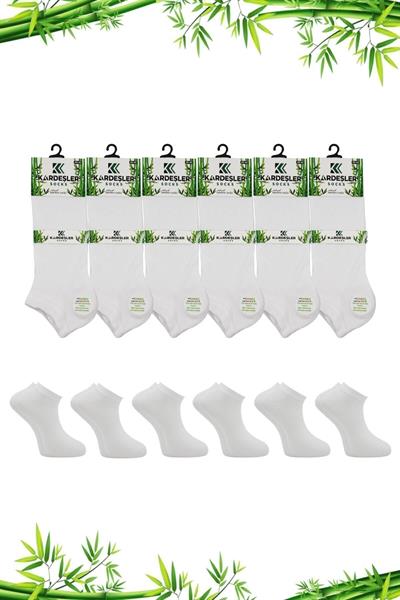 Erkek Bambu Patik Beyaz Çorap Dikişsiz 6lı Paket
