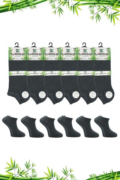 Erkek Bambu Patik Füme Çorap Dikişsiz 6lı Paket