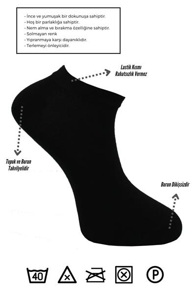 Erkek Bambu Patik Gri Çorap Dikişsiz 6lı Paket