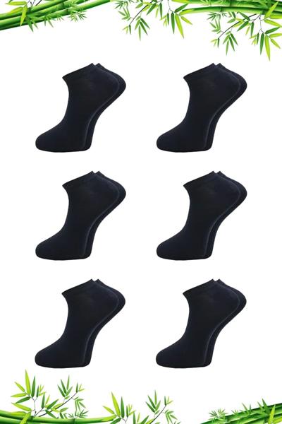 Erkek Bambu Patik Lacivert Çorap Dikişsiz 6lı Paket