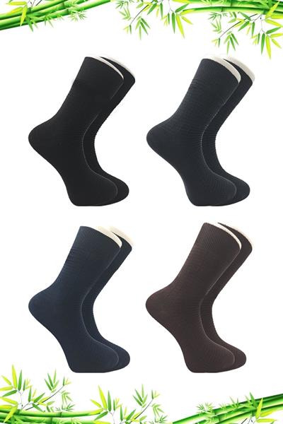 Erkek Bambu Soket Uzun Asorti Çorap Dikişsiz 4lü Premium Kutulu