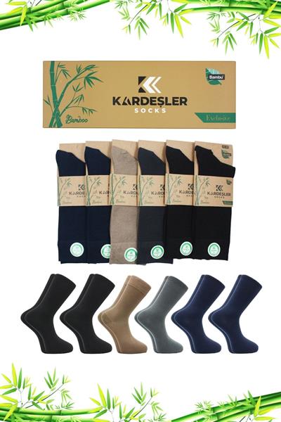 Erkek Bambu Soket Uzun Asorti Çorap Dikişsiz 6lı Premium Kutulu
