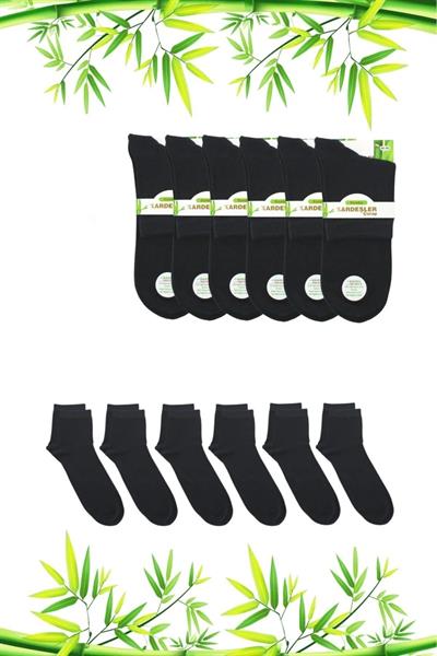 Erkek Bambu Yarım Konç Düz Füme Çorap Dikişsiz 6lı Paket
