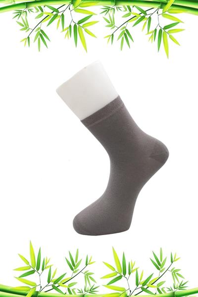 Erkek Bambu Yarım Konç Düz Gri Çorap Dikişsiz 6lı Paket