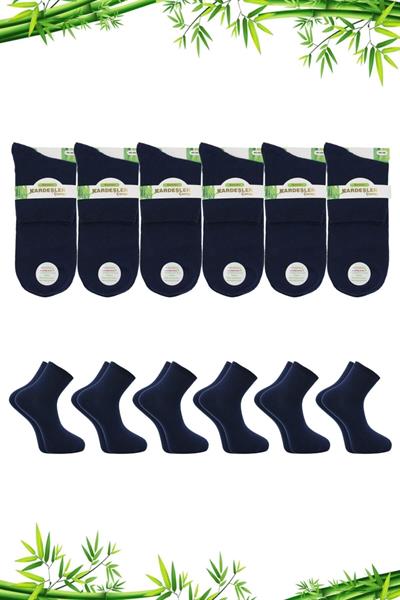 Erkek Bambu Yarım Konç Düz Lacivert Çorap Dikişsiz 6lı Paket