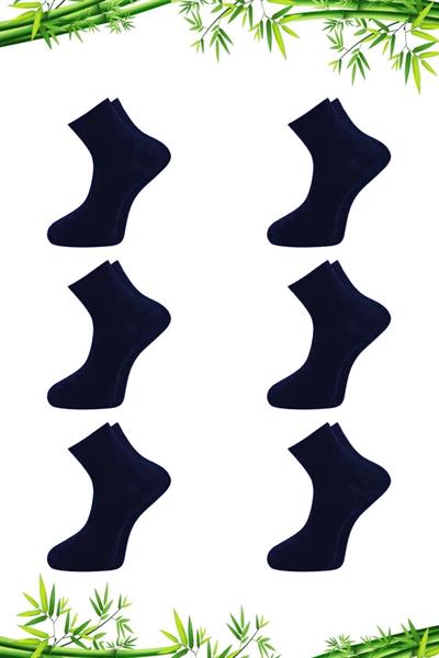 Erkek Bambu Yarım Konç Düz Lacivert Çorap Dikişsiz 6lı Paket