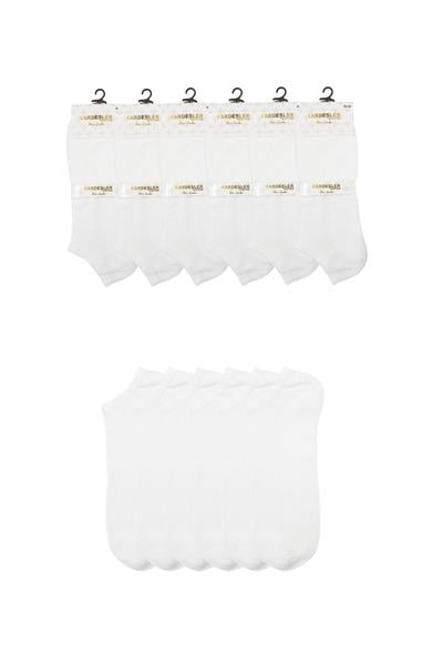 Erkek Beyaz Patik Pamuklu Pirinç Örgülü Çorap 6lı Paket