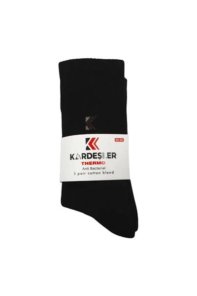 Erkek Havlu Pamuklu Kışlık Kalın Siyah Soket Çorap Termal 3lü Paket