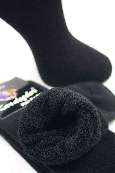 Erkek Havlu Pamuklu Kışlık Kalın Siyah Soket Çorap Termal 4lü Paket