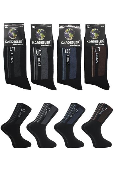 Erkek Havlu Pamuklu Kışlık Kalın Soket Çorap Çok Renkli Termal 4lü Paket