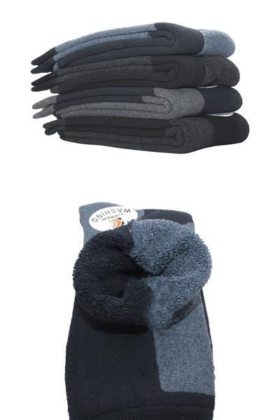 Erkek Havlu Pamuklu Kışlık Soket Çorap Çok Renkli Termal 4lü Paket