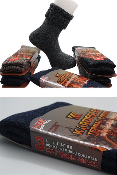 Erkek Lambswool Termal Yün Kışlık Havlu Kalın Çok Renkli Çorap 6lı Paket Isıyı İçeride Tutar