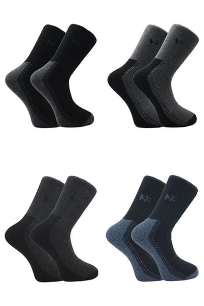 Erkek Lambswool Termal Yün Kışlık Havlu Kalın Çok Renkli Çorap 4lü Paket