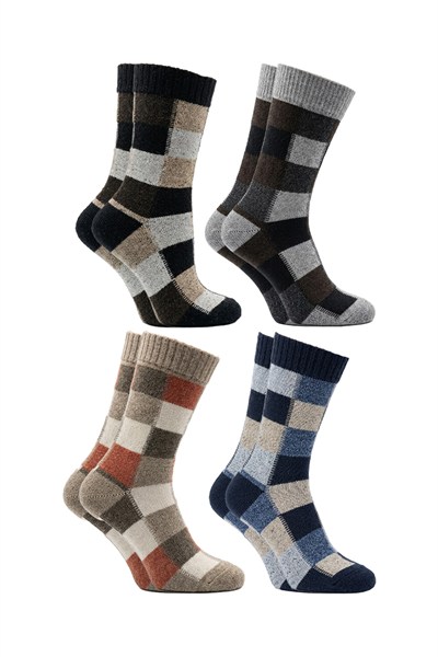 Erkek Lambswool Yün Kışlık Çok Renkli Soket Çorap 4lü Paket