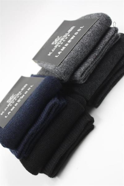 Erkek Lambswool Yün Kışlık Çok Renkli Yarım Konç Çorap 4lü Paket